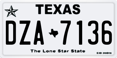 TX license plate DZA7136