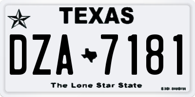 TX license plate DZA7181