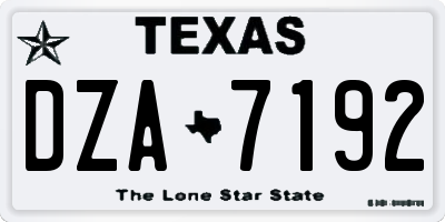 TX license plate DZA7192