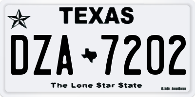 TX license plate DZA7202