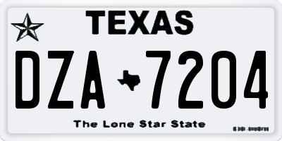 TX license plate DZA7204