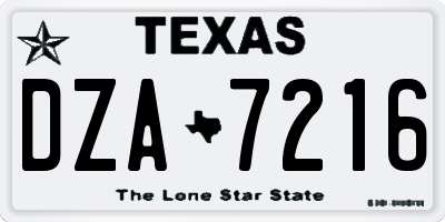 TX license plate DZA7216