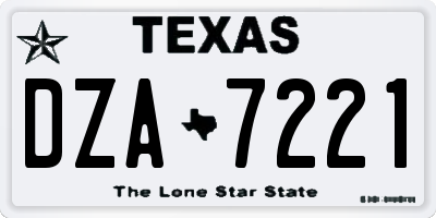 TX license plate DZA7221