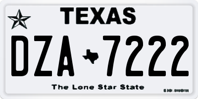 TX license plate DZA7222