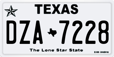 TX license plate DZA7228