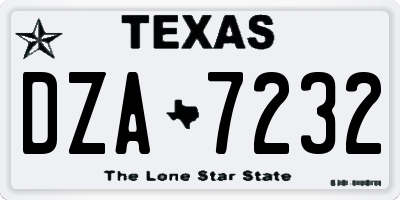 TX license plate DZA7232