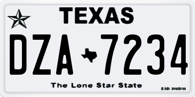 TX license plate DZA7234