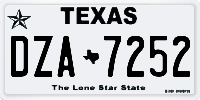 TX license plate DZA7252