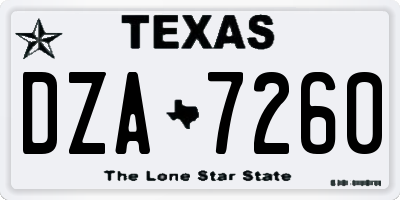 TX license plate DZA7260