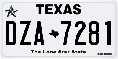 TX license plate DZA7281