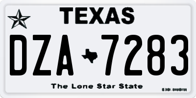 TX license plate DZA7283