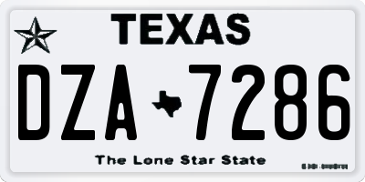TX license plate DZA7286