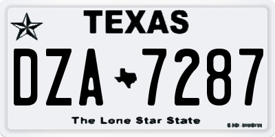 TX license plate DZA7287