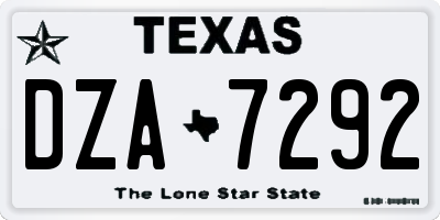 TX license plate DZA7292