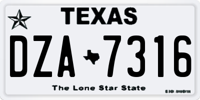 TX license plate DZA7316