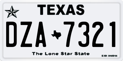 TX license plate DZA7321