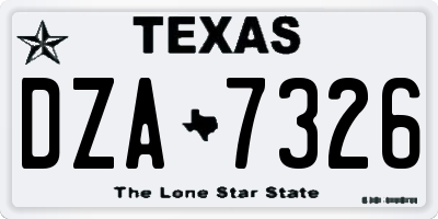 TX license plate DZA7326