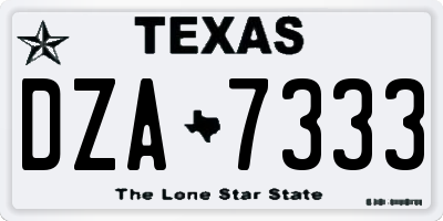 TX license plate DZA7333