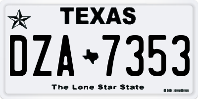 TX license plate DZA7353