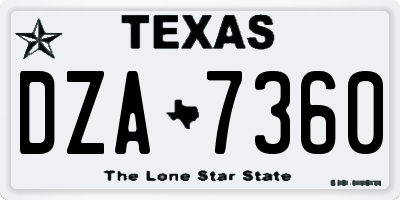 TX license plate DZA7360