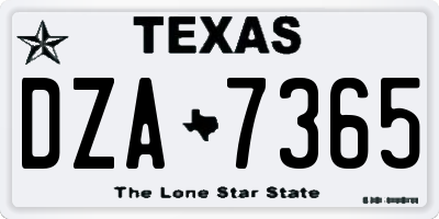 TX license plate DZA7365