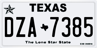 TX license plate DZA7385