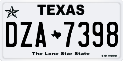 TX license plate DZA7398