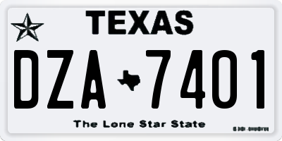 TX license plate DZA7401