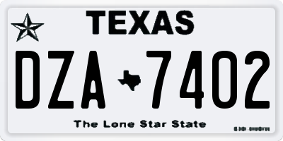 TX license plate DZA7402