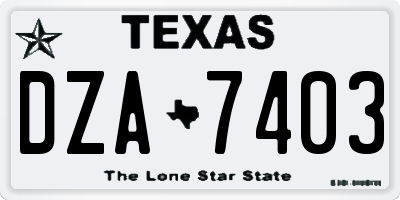 TX license plate DZA7403