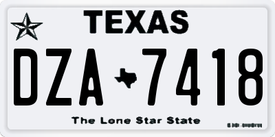TX license plate DZA7418