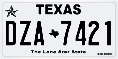 TX license plate DZA7421