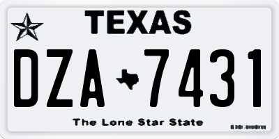 TX license plate DZA7431