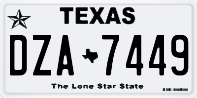 TX license plate DZA7449