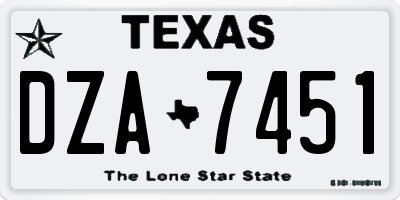 TX license plate DZA7451