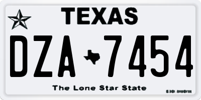 TX license plate DZA7454