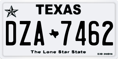 TX license plate DZA7462