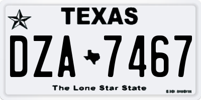 TX license plate DZA7467