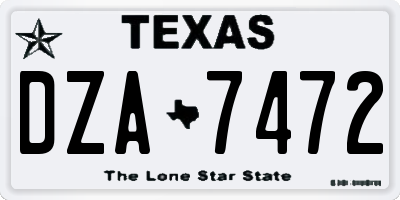 TX license plate DZA7472