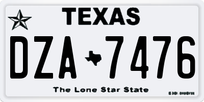 TX license plate DZA7476