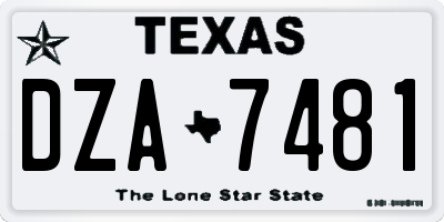 TX license plate DZA7481