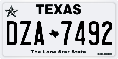TX license plate DZA7492