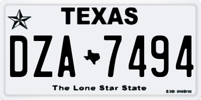 TX license plate DZA7494