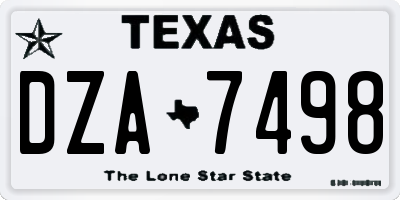 TX license plate DZA7498