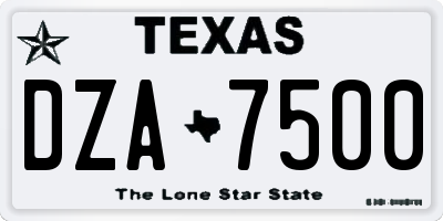 TX license plate DZA7500