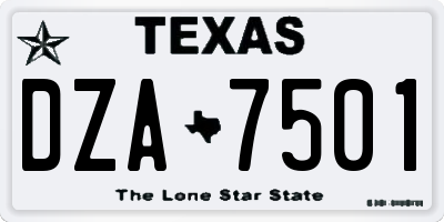 TX license plate DZA7501