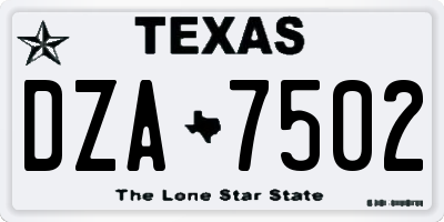 TX license plate DZA7502