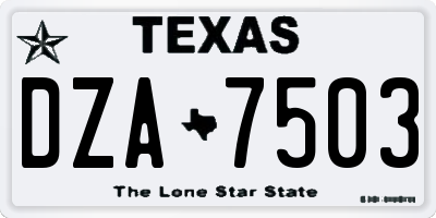 TX license plate DZA7503