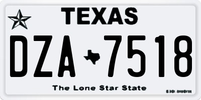 TX license plate DZA7518