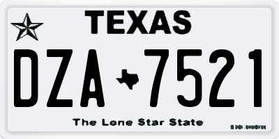 TX license plate DZA7521